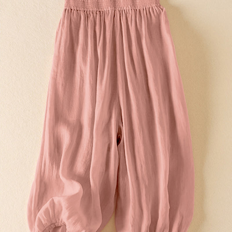 Pantalones cortos casuales de verano con Buddha Stones, de lino y algodón de doble capa para mujer, con bolsillos - image 1