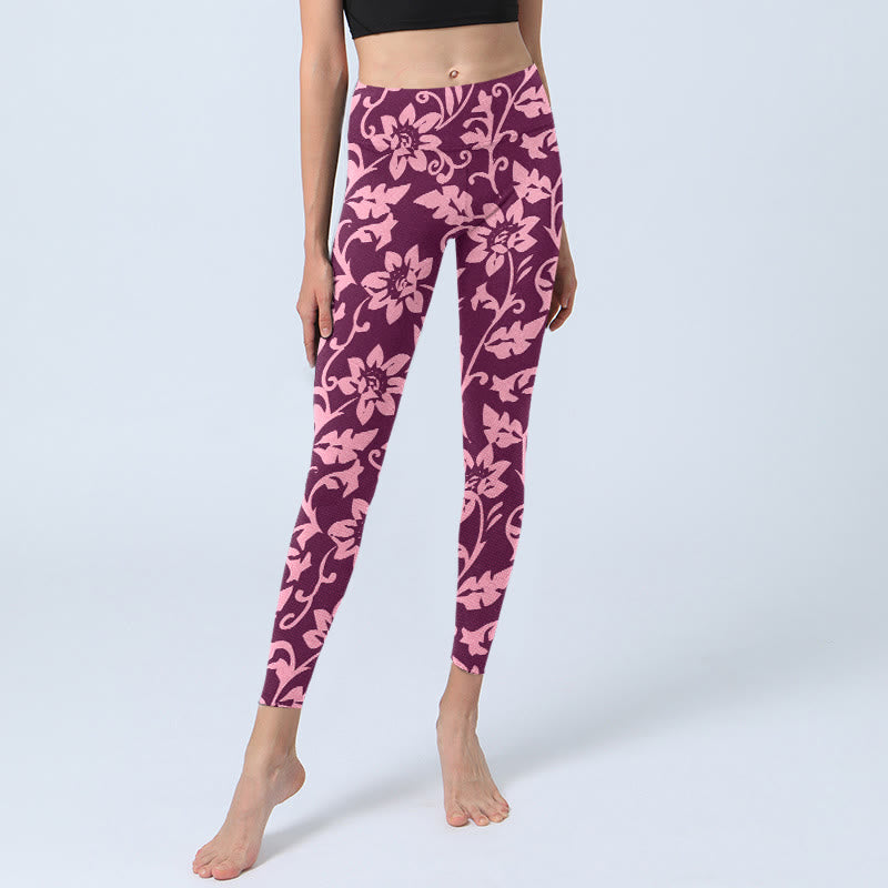 Leggings de yoga para mujer con estampado de girasoles rosas y Buddha Stones - image 6
