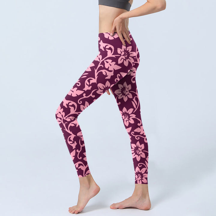 Leggings de yoga para mujer con estampado de girasoles rosas y Buddha Stones - image 3