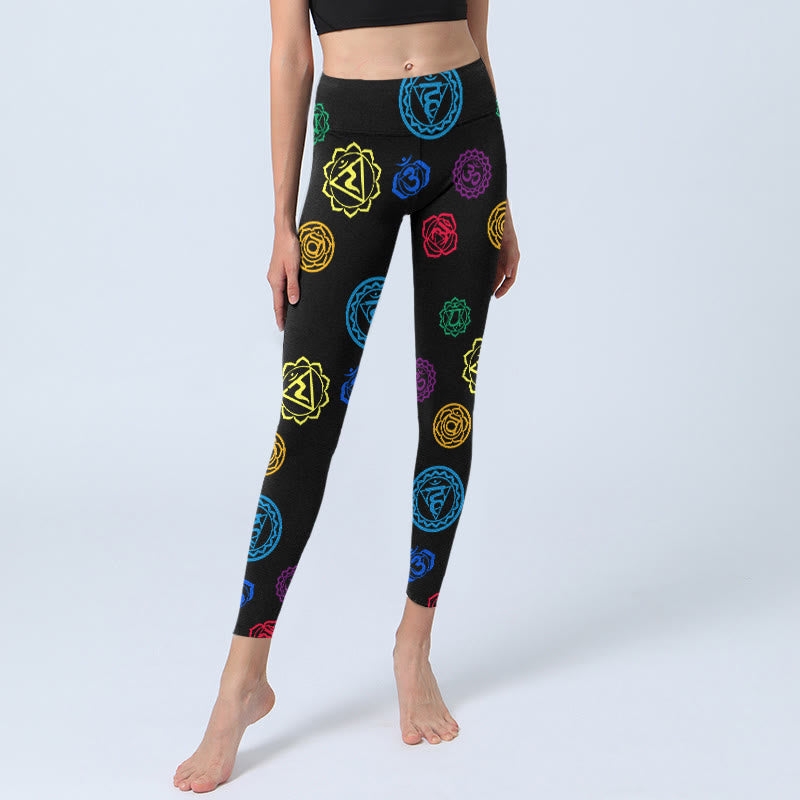Leggings de yoga para mujer con estampado sánscrito y símbolo geométrico OM de Buddha Stones - image 6