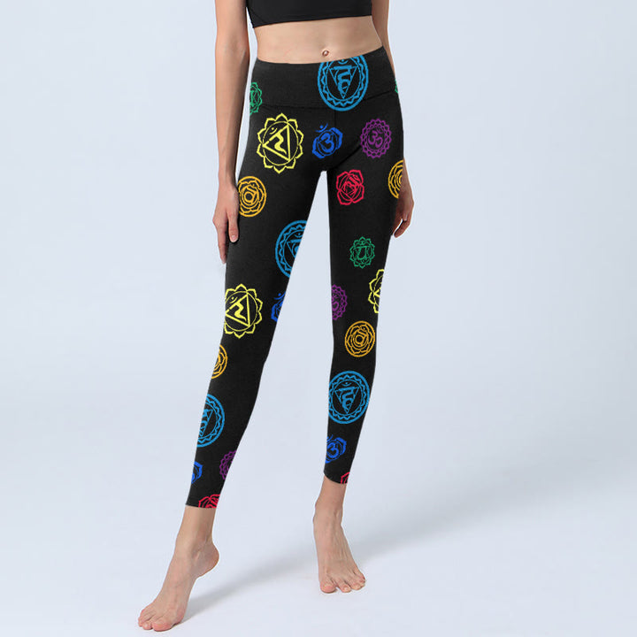 Leggings de yoga para mujer con estampado sánscrito y símbolo geométrico OM de Buddha Stones - image 6