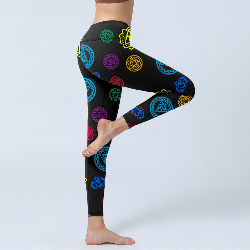 Leggings de yoga para mujer con estampado sánscrito y símbolo geométrico OM de Buddha Stones - image 4