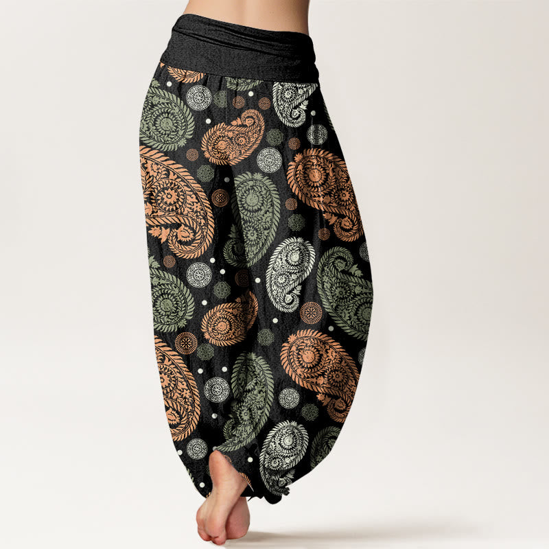 Pantalones harén con cintura elástica para mujer, con estampado de girasoles, hojas, flores y piedras de Buddha Stones - image 1