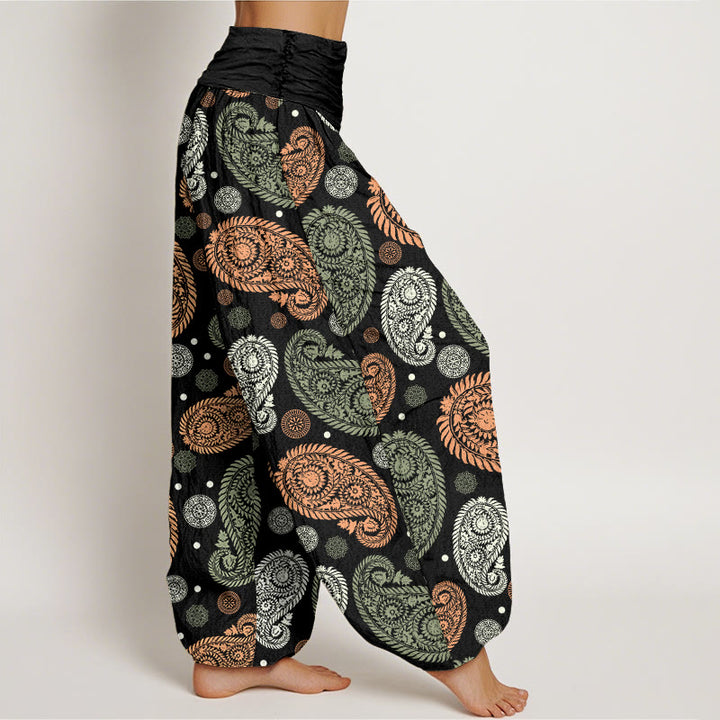 Pantalones harén con cintura elástica para mujer, con estampado de girasoles, hojas, flores y piedras de Buddha Stones - image 2