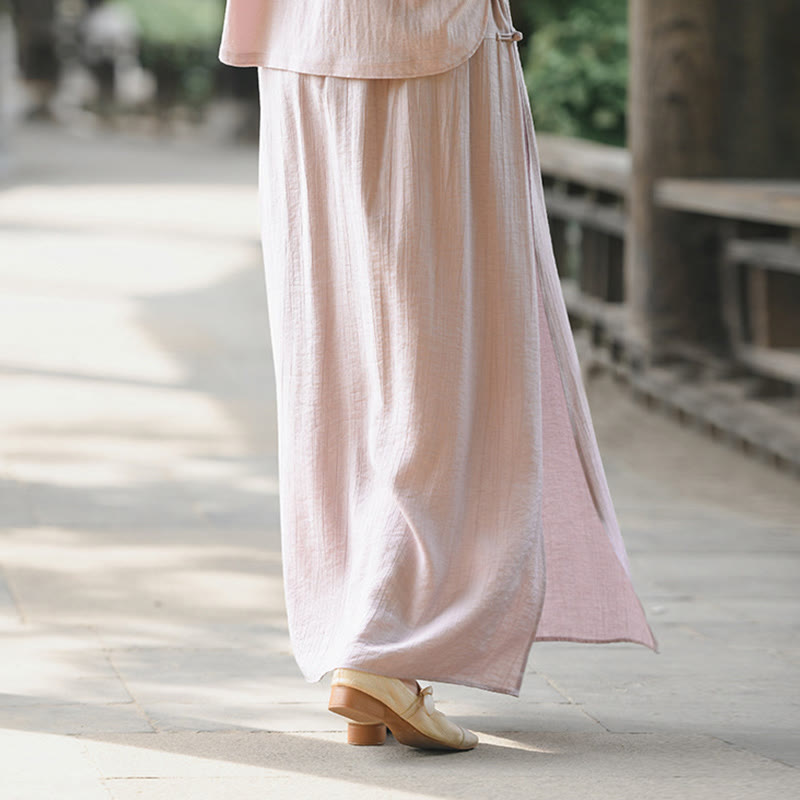 Falda pantalón con abertura y bolsillos para mujer, diseño de Buddha Stones en color liso - image 16