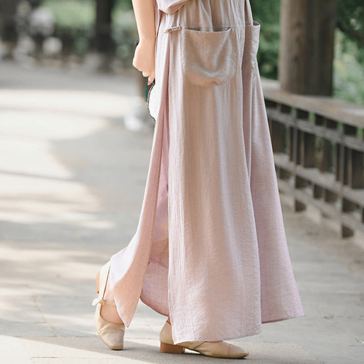 Falda pantalón con abertura y bolsillos para mujer, diseño de Buddha Stones en color liso - image 15