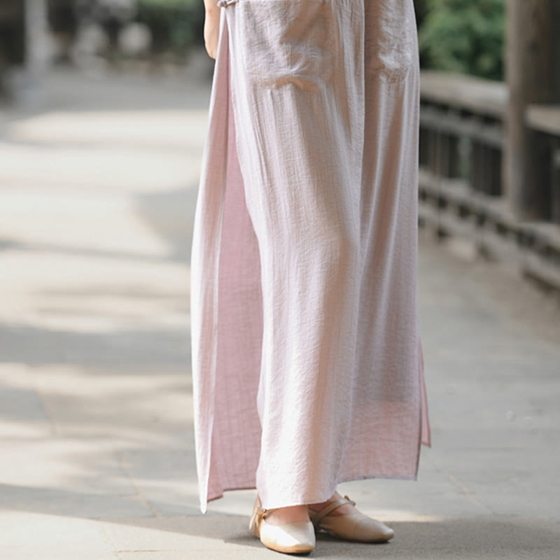 Falda pantalón con abertura y bolsillos para mujer, diseño de Buddha Stones en color liso - image 19