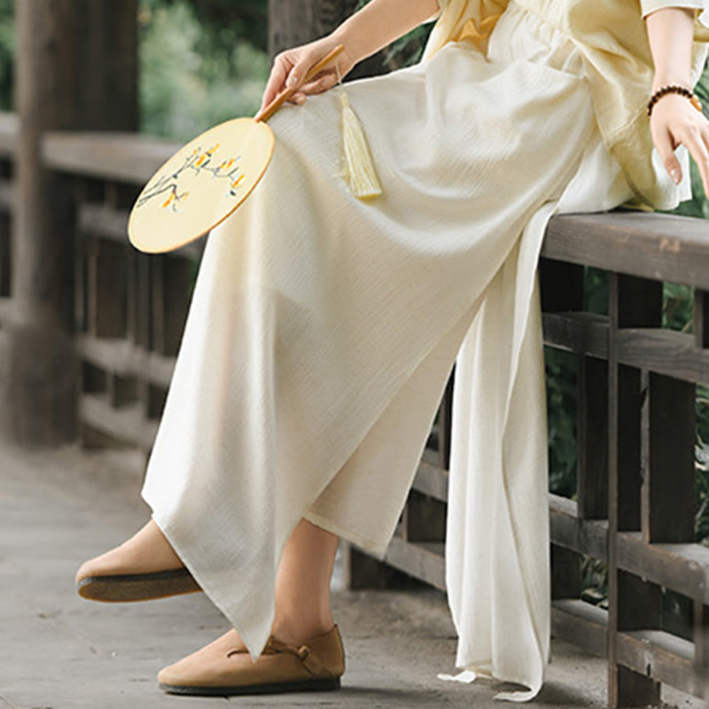 Falda pantalón con abertura y bolsillos para mujer, diseño de Buddha Stones en color liso - image 8