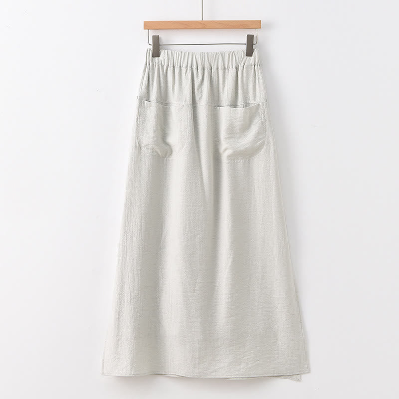 Falda pantalón con abertura y bolsillos para mujer, diseño de Buddha Stones en color liso - Lino - US8-10，UK/AU12-14，EU40-42 (2XL) - image 21