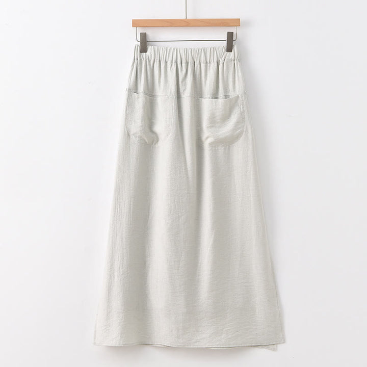 Falda pantalón con abertura y bolsillos para mujer, diseño de Buddha Stones en color liso - Lino - US8-10，UK/AU12-14，EU40-42 (2XL) - image 21