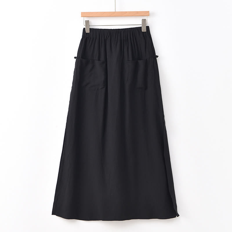 Falda pantalón con abertura y bolsillos para mujer, diseño de Buddha Stones en color liso - Negro - US8-10，UK/AU12-14，EU40-42 (2XL) - image 22