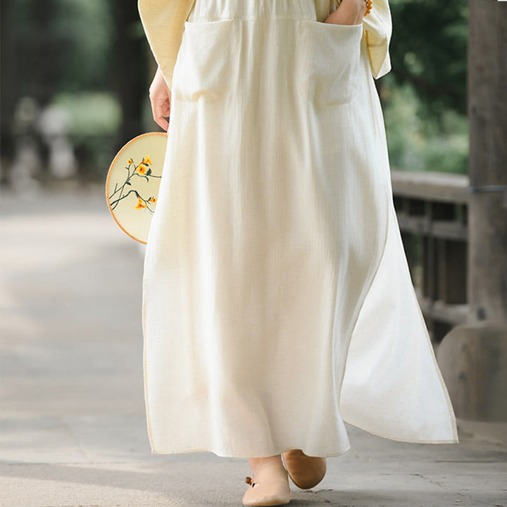 Falda pantalón con abertura y bolsillos para mujer, diseño de Buddha Stones en color liso - image 7