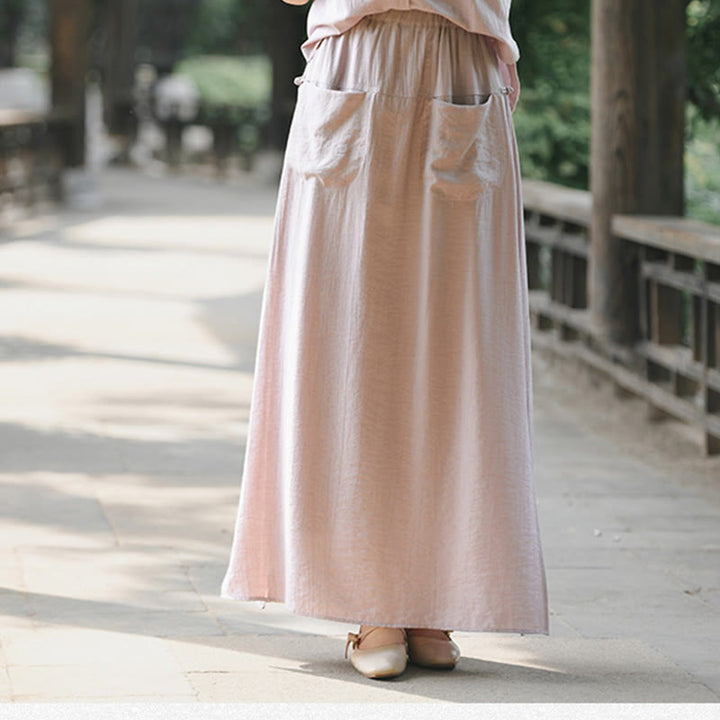Falda pantalón con abertura y bolsillos para mujer, diseño de Buddha Stones en color liso - image 17