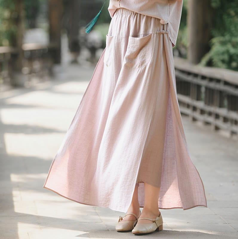 Falda pantalón con abertura y bolsillos para mujer, diseño de Buddha Stones en color liso - image 18
