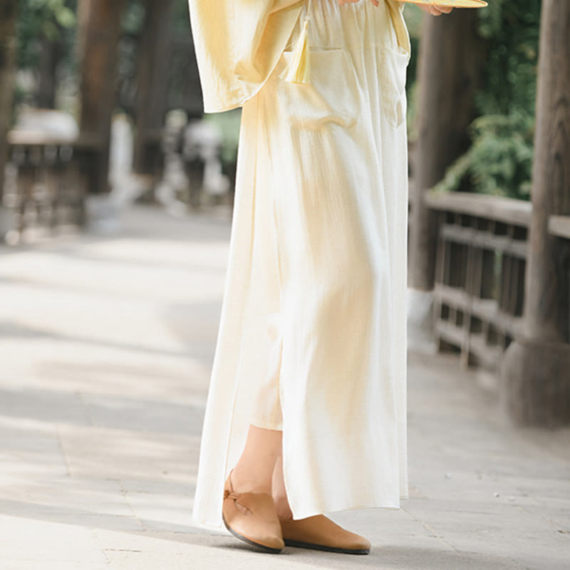 Falda pantalón con abertura y bolsillos para mujer, diseño de Buddha Stones en color liso - image 4