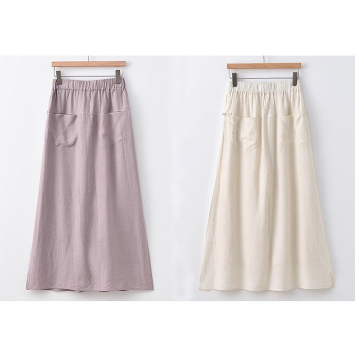 Falda pantalón con abertura y bolsillos para mujer, diseño de Buddha Stones en color liso - image 23