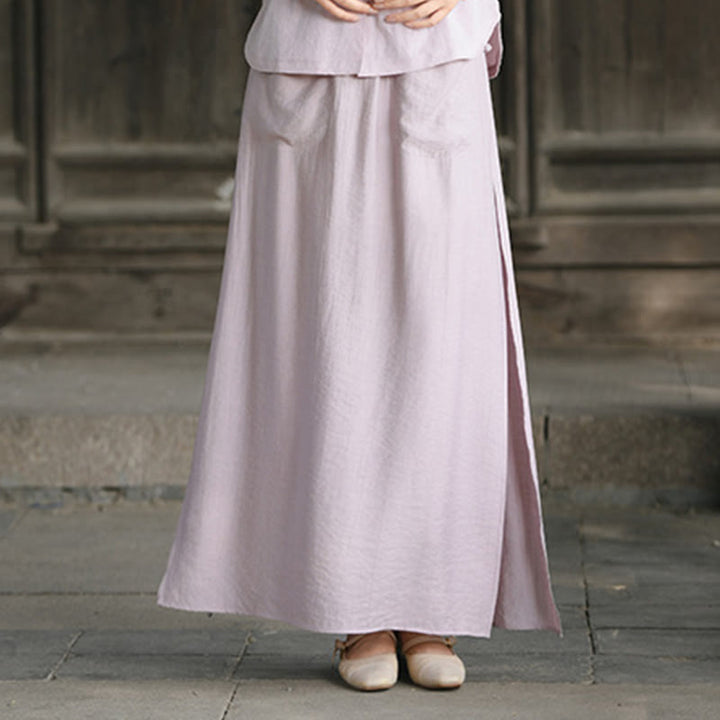 Falda pantalón con abertura y bolsillos para mujer, diseño de Buddha Stones en color liso - RosyBrown - US8-10，UK/AU12-14，EU40-42 (2XL) - image 12