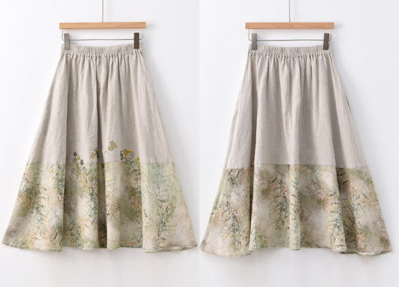 Falda de lino con estampado vintage de Buddha Stones para mujer, de 7 a 8 pulgadas, con bolsillos - image 15