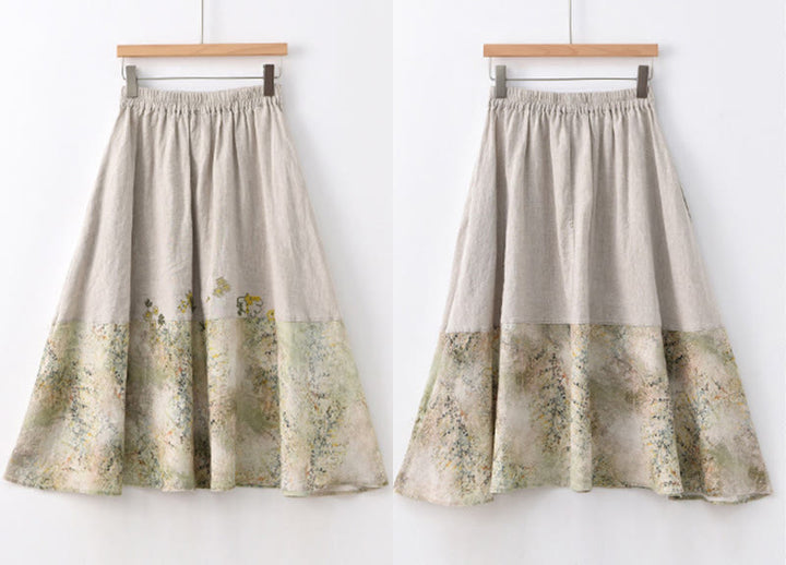 Falda de lino con estampado vintage de Buddha Stones para mujer, de 7 a 8 pulgadas, con bolsillos - image 15