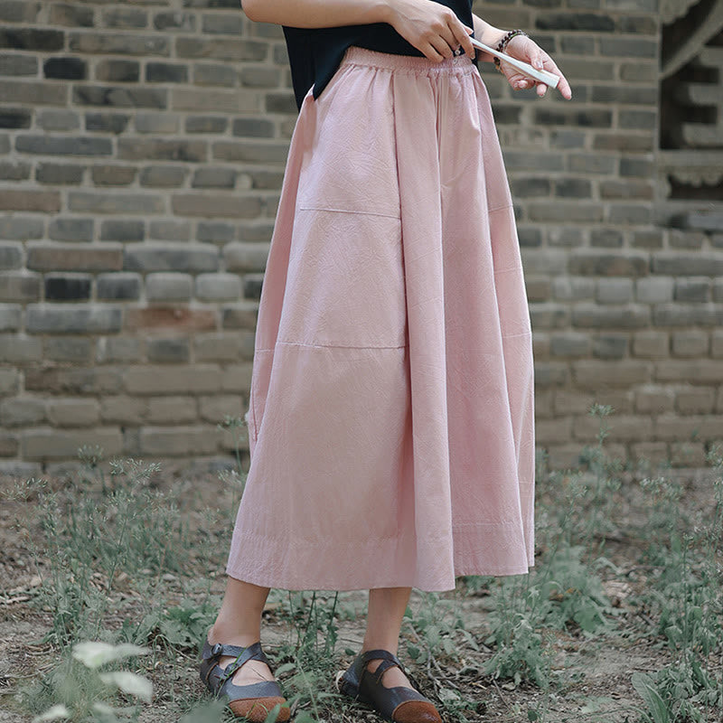 Pantalones capri casuales de algodón liso con cintura alta y pernera ancha para mujer con bolsillos de Buddha Stones - image 11