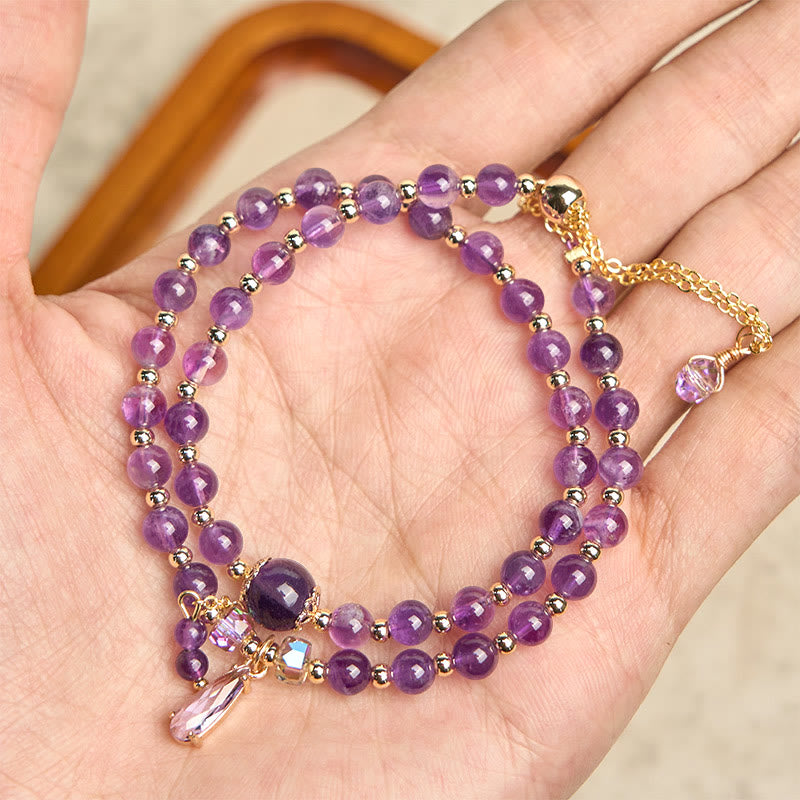 Pulsera multicapa con cuentas de amatista natural de Buddha Stones