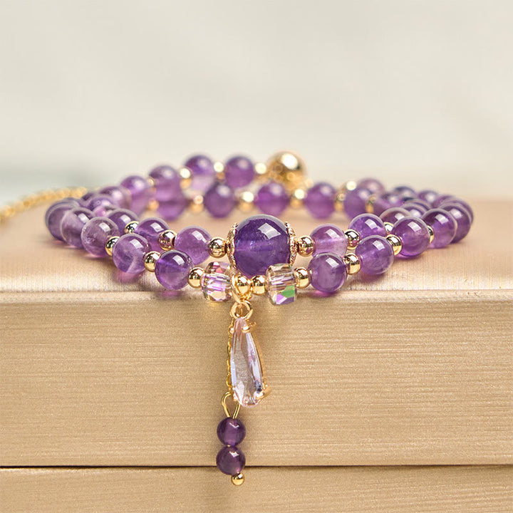 Pulsera multicapa con cuentas de amatista natural de Buddha Stones