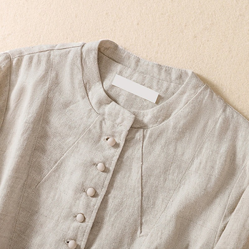 Camisa de manga larga con cuello alto y bolsillos para mujer de Buddha Stones - image 7