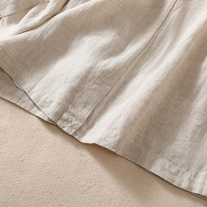 Chaqueta de manga larga con cuello alto y bolsillos para mujer de Buddha Stones en algodón y lino - image 9