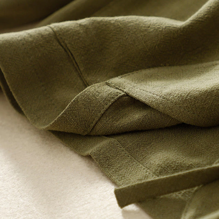 Chaqueta de manga larga con botones de rana y bolsillos para mujer de Buddha Stones en algodón y lino - image 8