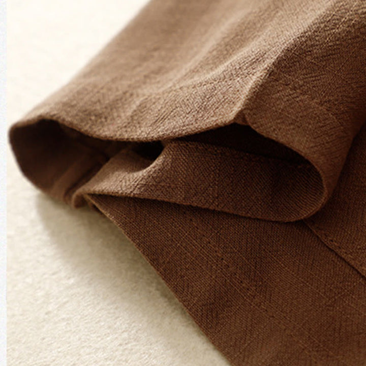 Chaqueta de manga larga con botones de rana y bolsillos para mujer de Buddha Stones en algodón y lino - image 27