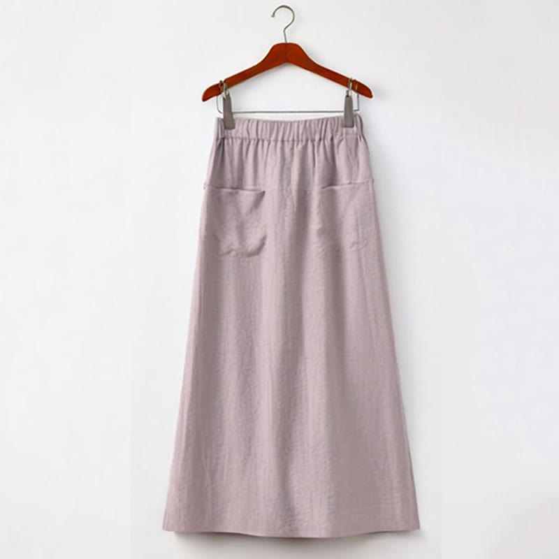 Conjunto de dos piezas de camisa de manga corta con botones y falda con bolsillos de algodón para meditación de mujer con Buddha Stones - image 12