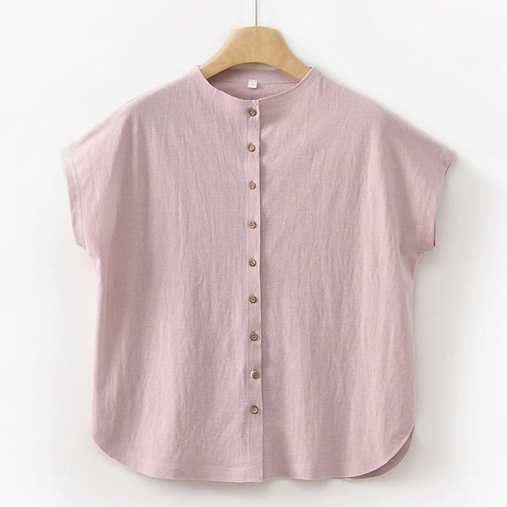 Conjunto de dos piezas de camisa de manga corta con botones y falda con bolsillos de algodón para meditación de mujer con Buddha Stones - Camisa rosa claro - US8-10，UK/AU12-14，EU40-42 (2XL) - image 10