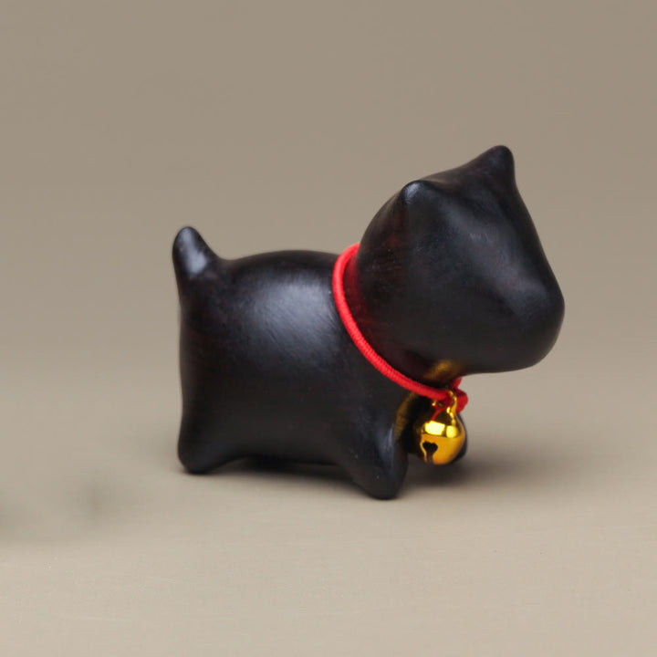 Buddha Stones, sándalo verde, hoja pequeña, sándalo rojo, animales lindos, gato, decoración relajante y de paz. - Perro negro pequeño de madera de ébano - image 30