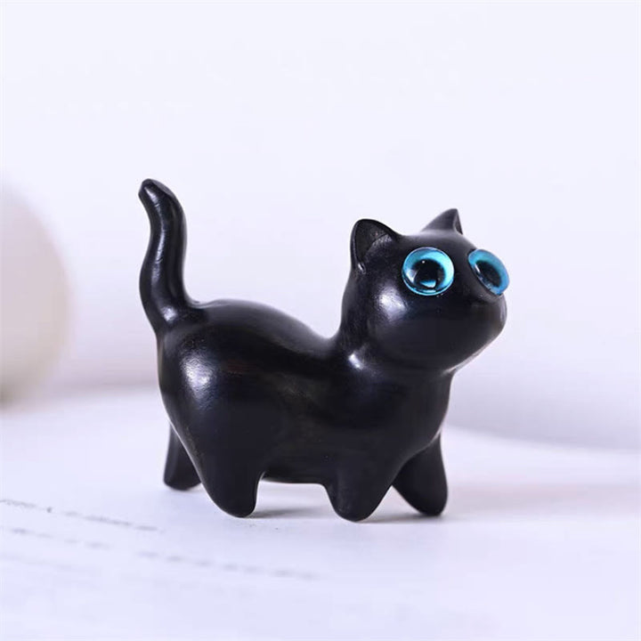 Buddha Stones, sándalo verde, hoja pequeña, sándalo rojo, animales lindos, gato, decoración relajante y de paz. - Gato de pie de madera de ébano - image 32