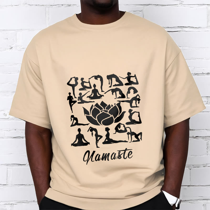 Camiseta informal con estampado de flores de loto y Buddha Stones, con diversas posturas de yoga - image 12