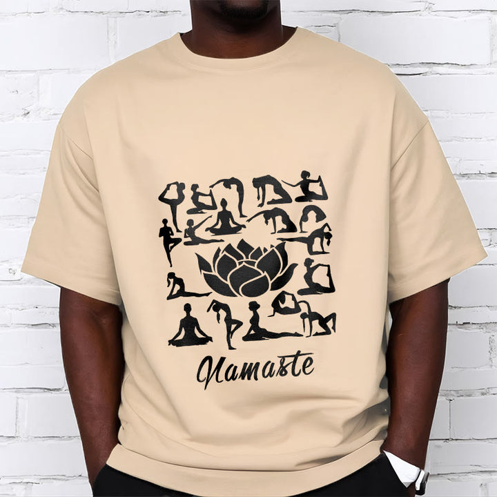 Camiseta informal con estampado de flores de loto y Buddha Stones, con diversas posturas de yoga - image 12