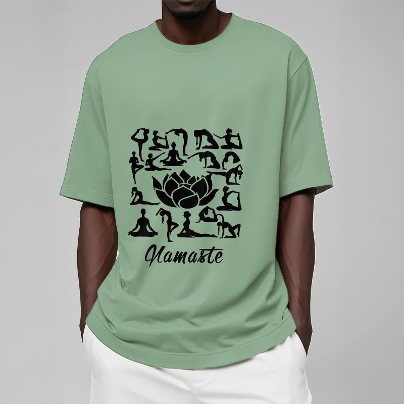 Camiseta informal con estampado de flores de loto y Buddha Stones, con diversas posturas de yoga - image 16