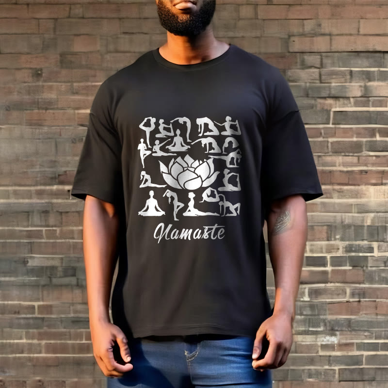 Camiseta informal con estampado de flores de loto y Buddha Stones, con diversas posturas de yoga - image 6