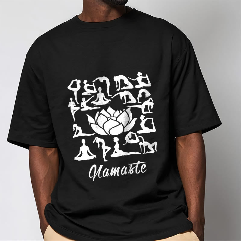 Camiseta informal con estampado de flores de loto y Buddha Stones, con diversas posturas de yoga - image 5