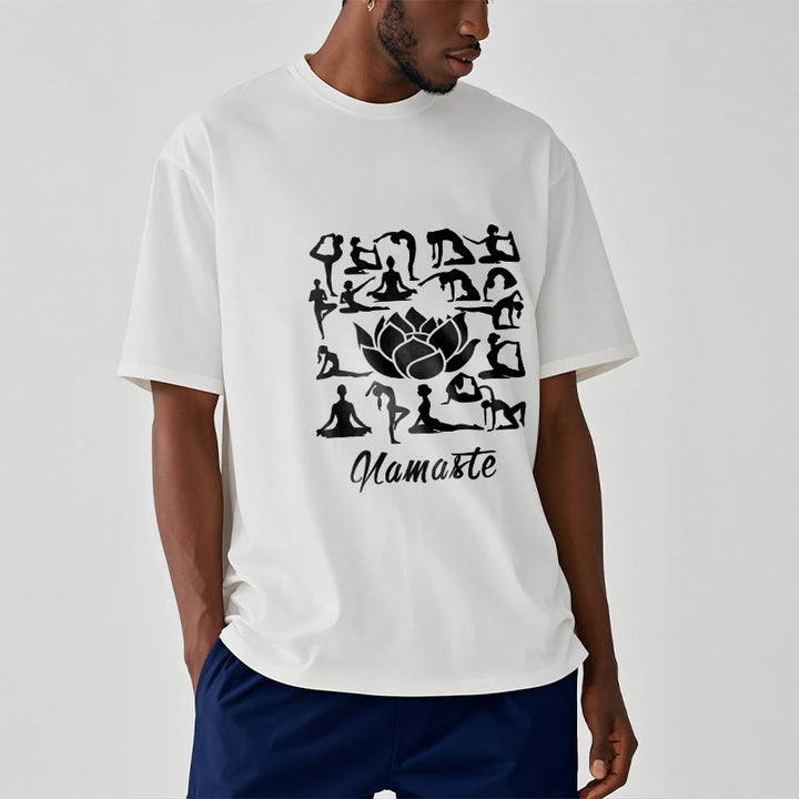 Camiseta informal con estampado de flores de loto y Buddha Stones, con diversas posturas de yoga - image 9