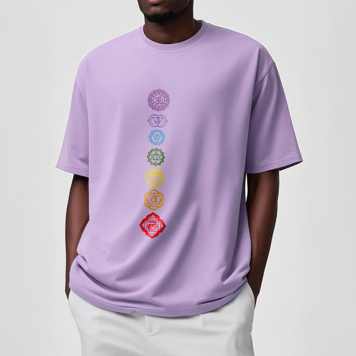 Camiseta informal con diseño de Om Mani Padme Hum y círculos coloridos de Buddha Stones - image 18