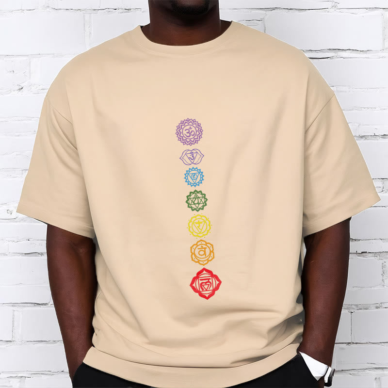 Camiseta informal con diseño de Om Mani Padme Hum y círculos coloridos de Buddha Stones - image 10