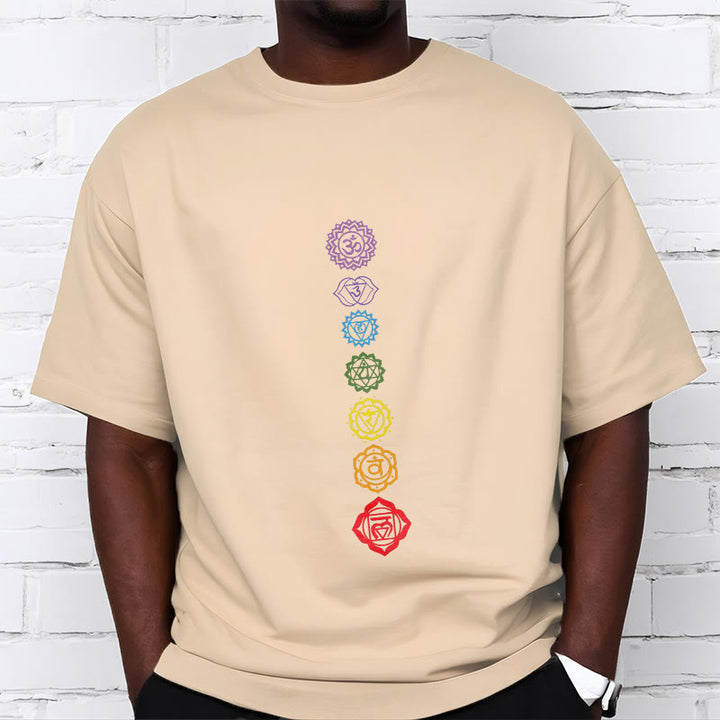 Camiseta informal con diseño de Om Mani Padme Hum y círculos coloridos de Buddha Stones - image 10