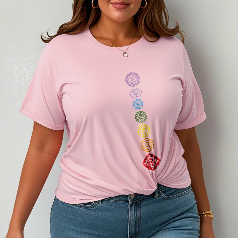 Camiseta informal con diseño de Om Mani Padme Hum y círculos coloridos de Buddha Stones - image 14
