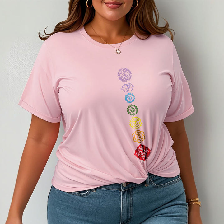 Camiseta informal con diseño de Om Mani Padme Hum y círculos coloridos de Buddha Stones - image 14