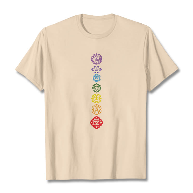 Camiseta informal con diseño de Om Mani Padme Hum y círculos coloridos de Buddha Stones - Sopa de mariscos - 2XL - image 9