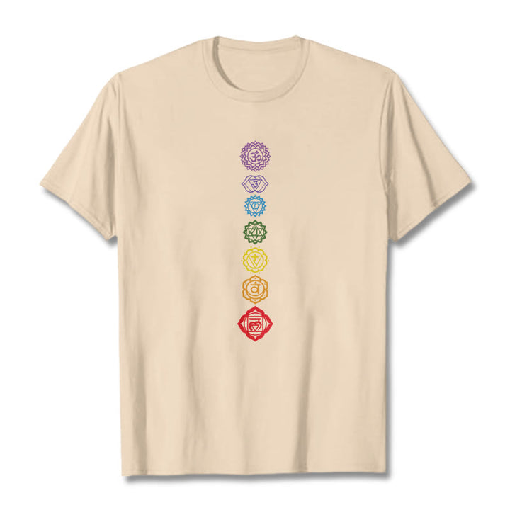 Camiseta informal con diseño de Om Mani Padme Hum y círculos coloridos de Buddha Stones - Sopa de mariscos - 2XL - image 9