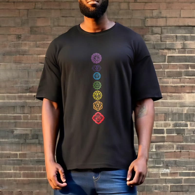 Camiseta informal con diseño de Om Mani Padme Hum y círculos coloridos de Buddha Stones - image 7
