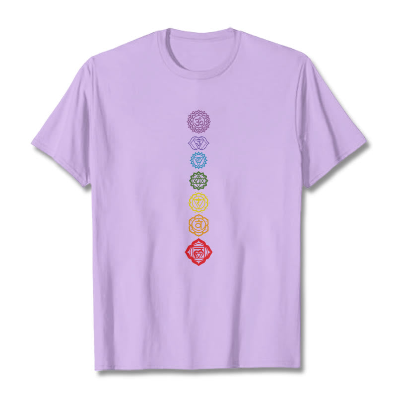 Camiseta informal con diseño de Om Mani Padme Hum y círculos coloridos de Buddha Stones - Ciruela - 2XL - image 17