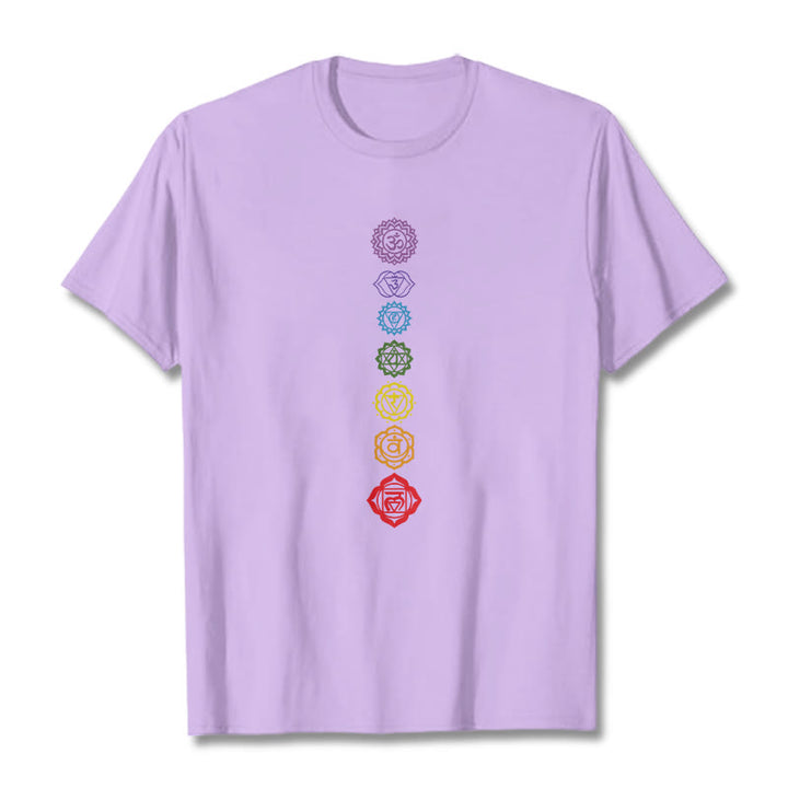 Camiseta informal con diseño de Om Mani Padme Hum y círculos coloridos de Buddha Stones - Ciruela - 2XL - image 17